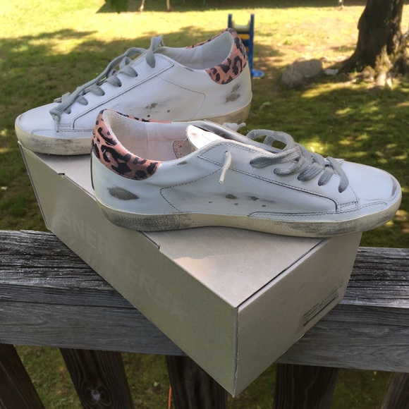 Golden Goose Superstar White/Gold Star/Leopard NIB - Picture 4 of 10